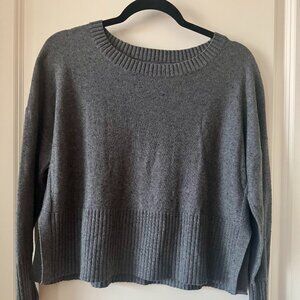 Lou & Grey Gray Knit Sweater XS Ribbed Hem Casual Cozy